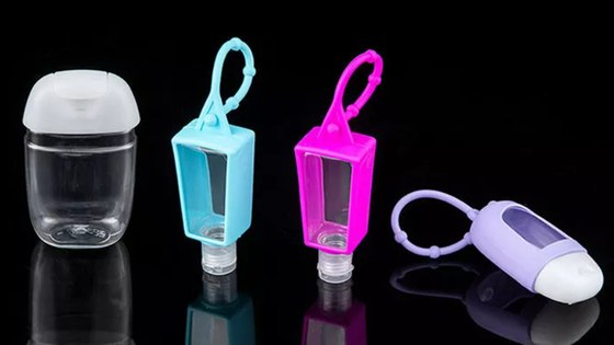 Pet 30Ml Silicone Sleeve Botol Gantungan Kunci Kosong Halus Untuk Pembersih Tangan