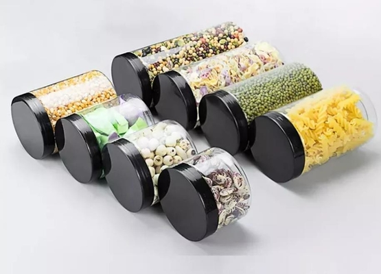 Tutup Sekrup Kosong 400ml Toples Plastik Transparan Isi Ulang Dengan Tutup Hitam