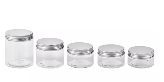 Food Grade Wide Mouth Kosmetik PET Plastik Jars 80ml Dengan Aluminium Silver Tutup